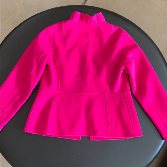 Talbots Ruffle-Neck Double-Face Jacket in Pink Size 2 Petite Lightweight Preppy - Picture 6 of 12